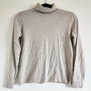 L.L.Bean Beige Turtleneck Long Sleeve Top Cotton Womens Small